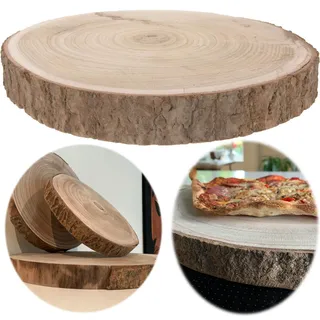 LS-LebenStil Rindenbrett Rindenscheibe Ø 29-34cm Rund Holzscheibe Natur Geschliffen Baumscheibe Holztablett Deko-Teller Kerzenteller Holzplatte Holzbrett Tortenplatte Holz Tablett Tisch-Deko