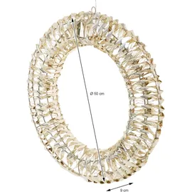 ECD Germany LED Weihnachtskranz Ø50cm Gold Micro LEDs & Timer, IP44 wasserdicht, Innen/Außen 3d Metallkranz -