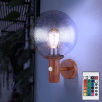 Wandleuchte Lampe Außenleuchte RGB LED Fernbedienung Holzoptik Bewegungsmelder