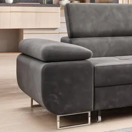 m-punkt Ecksofa Samt 2-Sitzer Grau