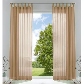 Gardinenbox 2er-Pack Gardinen Transparent Vorhang Set Wohnzimmer Voile 2er-Set 225x140 cm Sand,