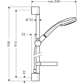 Hansgrohe Croma 100 Brauseset Vario mit Brausestange 90 cm und Seifenschale (27771000)