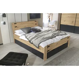 Rauch Stauraumbett RAUCH "Birmingham", grau (eichefarben artisan, graumetallic), B:186cm L:208cm, Betten, Stauraumbett, inkl. 4 Schubkästen