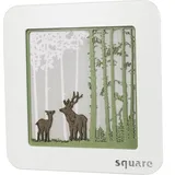 Weigla LED-Bild »Square Wandbild Wald, Herbstdeko, Batterie & Timer, WEIẞ-GRÜN«, (1 St.), Erzgebirge garantiert, Weihnachtsdeko Innen, Weihnachtsbeleuchtung, weiß