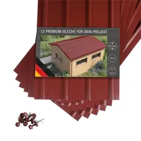 bravo the smart solution Trapezblech 12 x Abdeckblech 125 x 45 cm 6,75 m2 Stärke 0,3 mm Rot