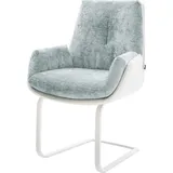 DeLife Freischwinger Clea-Flex Materialmix Echtleder Weiß-Pastellblau Freischwinger flach Weiß,