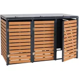 MCW 3er-Mülltonnenverkleidung K14 3x120l Teak-Optik 119x205x84cm