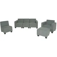 Mendler Modular Sofa-System Couch-Garnitur Lyon 3-1-1-1, Stoff/Textil ~ grau