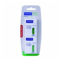 Vitis Zahnseide Dental Tape mit Fluorid und Minze 2x50m