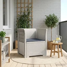 vidaXL 1-Sitzer Sessel 1 x 1 x 1 cm weiß/grau mit Kissen