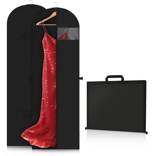 2PCS Kleidersack Lang 180 cm, Faltbare Kleiderhülle, Atmungsaktive Kleidersäcke mit Griffen für Brautkleider Abendkleider Mantel | Schützt vor Staub, Feuchtigkeit & Motten(180×60 cm)