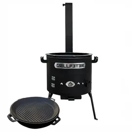 Grillpeter Utschak Set Asamat mit Kazan 15 Liter Gusseisen mit Grilldeckel