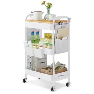 Songmics Beistellwagen 45 x 30 x 77 cm wolkenweiß