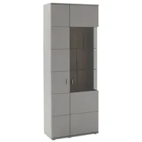Lomadox Kombi-Vitrinenschrank Vitrinenschrank grau lackiert Eiche, Esszimmer Wohnzimmer