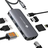 NOVOO USB C Hub 4K@60Hz HDMI Multiport Adapter, 8-in-1 HUB USB C Docking Station mit 1 Gbps Ethernet, 100 W PD, SD/Micro SD, 3 x USB-A 3.0, 5 Gbps Data Ports für MacBook Pro Air M2 M1