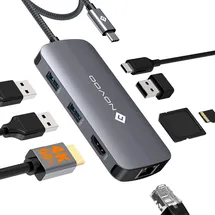 NOVOO USB C Hub 4K@60Hz HDMI Multiport Adapter, 8-in-1 HUB USB C Docking Station mit 1 Gbps Ethernet, 100 W PD, SD/Micro SD, 3 x USB-A 3.0, 5 Gbps Data Ports für MacBook Pro Air M2 M1