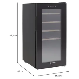 sommertal WK 50 Weinkühlschrank – 15 Flaschen, 5–20 °C einstellbar, abschließbar, LED-Beleuchtung, Glastür, Touchscreen, | 5-20°C, UV-Schutz