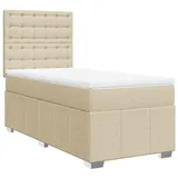 vidaXL Boxspringbett mit Matratze Creme 90x190 cm Stoff