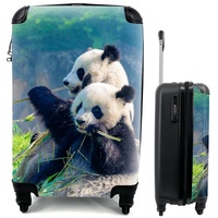 MuchoWow Handgepäckkoffer Panda - Bambus - Gras - Tiere, 4 Rollen, Reisetasche mit rollen, Handgepäck für Ferien, Trolley, Reisekoffer bunt