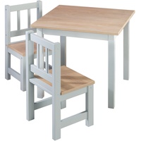 Roba Kindersitzgruppe 'Woody' - 2 Kinderstühle & 1 Tisch - Sitzgarnitur/Sitzmöbel für Kinder in Holzdekor & Taupe