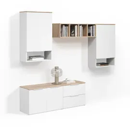 livinity® Wohnwand, Piave Weiß/Sonoma 5 Teile