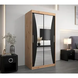 abiks möbel Schwebetürenschrank MONACO 100 x 200 x 62 cm Schwarz