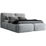 mebloland Polsterbett Hellgrau, H2, 140x200 cm, Schlafzimmer, Betten, Polsterbetten
