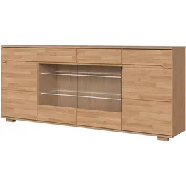 OTTO home Sideboard OTTO HOME "VETRO Teilmassiv, Fronten Massivholz, Wohnzimmer, Stauraum,Griffmulde", weiß, neutral, B:199cm H:85cm T:40cm, Sideboards, Sideboard, B/T/H:199/40/85cm, 2 Schubladen, 7Fächer