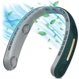 Nackenventilator, tragbarer 4000-mAh-Ventilator, 360 ° flügellose Kühlung, persönlich, wiederaufladbar, freihändig, Grün