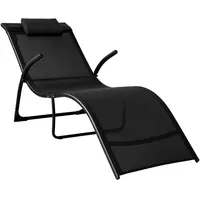 SoBuy Sonnenliege Klappbar aus Metall und Kunstfasergewebe Schwarz OGS45-SCH