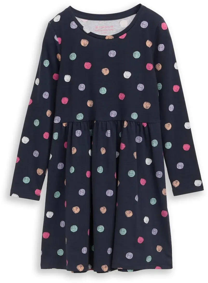TOM TAILOR Mädchen Mini-Kleid aus Jersey, blau, Gemustert, Gr. 92/98