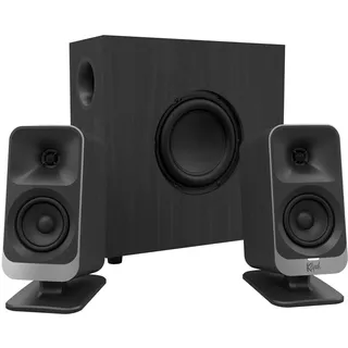 Klipsch ProMedia Lumina 2.1 Desktop-Lautsprecher – Legendärer amerikanischer Sound, USB-C, Bluetooth 5.3, individuelle Beleuchtung, kompakter Subwoofer, Schwarz