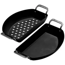 Kamado Joe Halbmond Pfannen-Set 2 Stück Karbonstahl schwarz