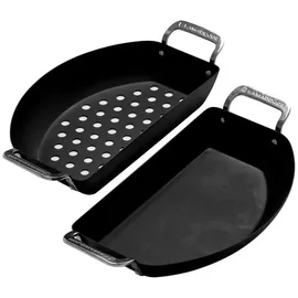 Kamado Joe Halbmond Pfannen-Set 2 Stück Karbonstahl schwarz