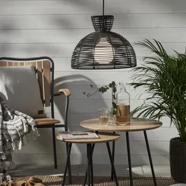 StarTrading STAR Trading Runder Lampenschirm rund wetterfest Rattanoptik f. E27 Fassungen 37cm schwarz