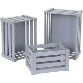 Mendler Holzkiste 3er Set grau