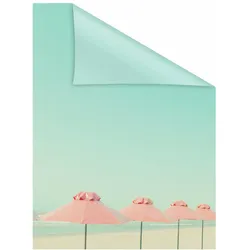 Fensterfolie LICHTBLICK ORIGINAL "Sonnenschirme" Gr. 5, blau (türkis, rosa), B:100cm L:180cm, PVC, Fensterfolien, selbstklebend, Sichtschutz