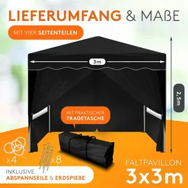 Kronenburg Handel Kronenburg Faltpavillon 3 x 3 m inkl. 4 Seitenteile Schwarz
