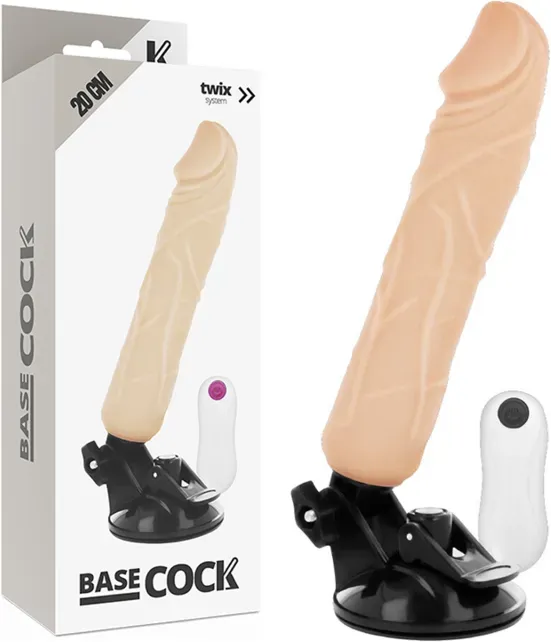 BASECOCK - Realistischer Vibrator mit Fernbedienung Natur, 20 cm Ø 4 cm - Natur