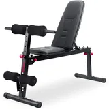 Wellactive Hantelbank Sit Up Bank Flachbank Bauchtrainer bis 180kg belastbar wasserabweisend 5-fach verstellbare Rückenlehne