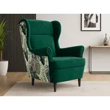 beautysofa Ohrensessel HAVANA 70 x 100 x 80 cm Flaschengrün