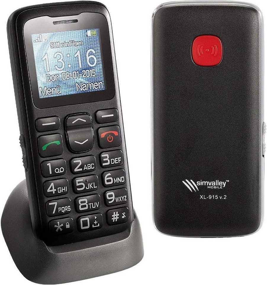 Simvalley Simvalley Mobile XL-915 V2 Senioren- & Notruf-HandyTelefon Seniorenhandy (1,77 Zoll) schwarz