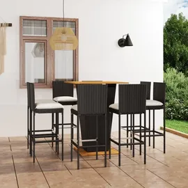 vidaXL Gartenbar Set 9-tlg. Schwarz