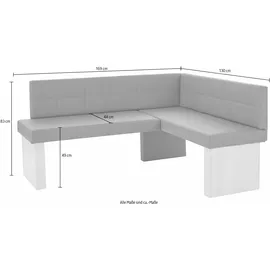 massivline&more Anna 2 130 x 83 x 169 cm Kunstleder langer Schenkel links braun/weiß