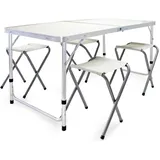 Wiltec Campingmöbel Set 5tlg. Campingtisch mit Stühlen Weiß