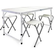 Wiltec Campingmöbel Set 5tlg. Campingtisch mit Stühlen Weiß