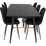 ebuy24 Gold Essgruppe Esstisch Ausziehbarer Tisch Länge cm 180 / 220 schwarz und 6 Polar Esszimmerstühle schwarz.