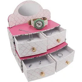 Amor Schmuckkasten "Schmuckaufbewahrung, Geschenk", rosa, weiß, Aufbewahrungsboxen, KinderB:15cm H:8cm T:12cm, Metall, Pappe, Schmuckkasten, B:15cm H:8cm T:12cm