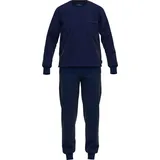 GÖTZBURG Herren Pyjama, V-Ausschn., Bündchen, Blau, XL