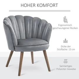 Homcom Esszimmerstuhl Küchenstuhl Polyester, Gummiholz